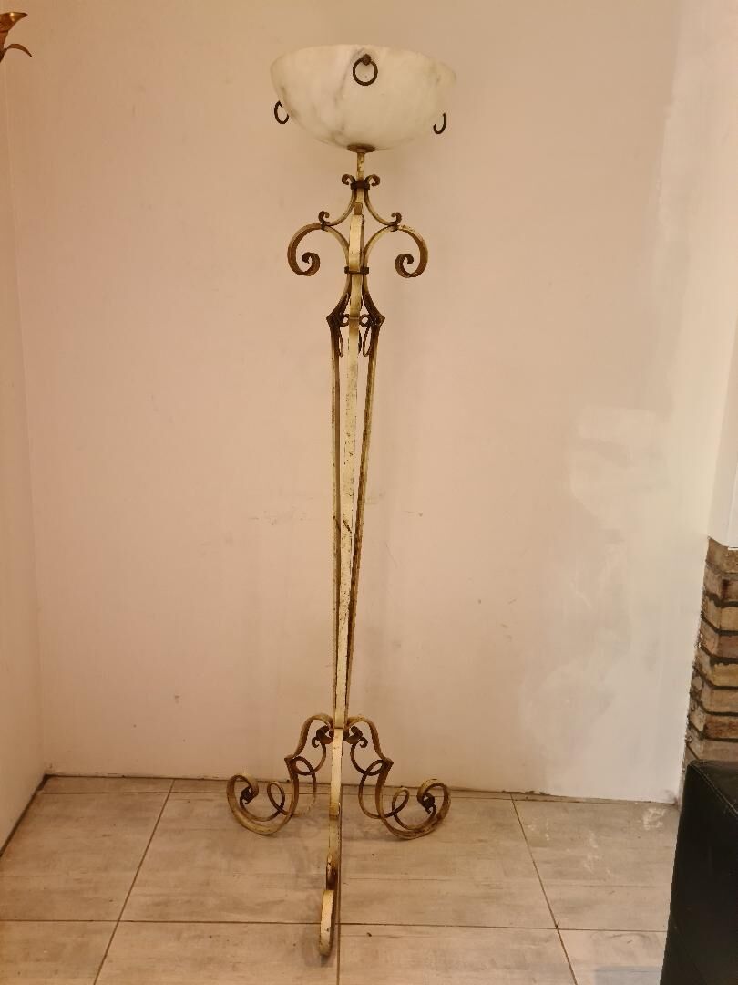 40s tripod floor lamp in wrought iron
