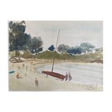 Table "estagnol beach" (var) jean-francois devaliere (1926-2021). biface