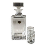 RCR/Royal Crystal Rock Square Whisky/Liqueur Decanter, Italy. Crystal. Diamond-striped/pointed patterns. Capacity 75 cl