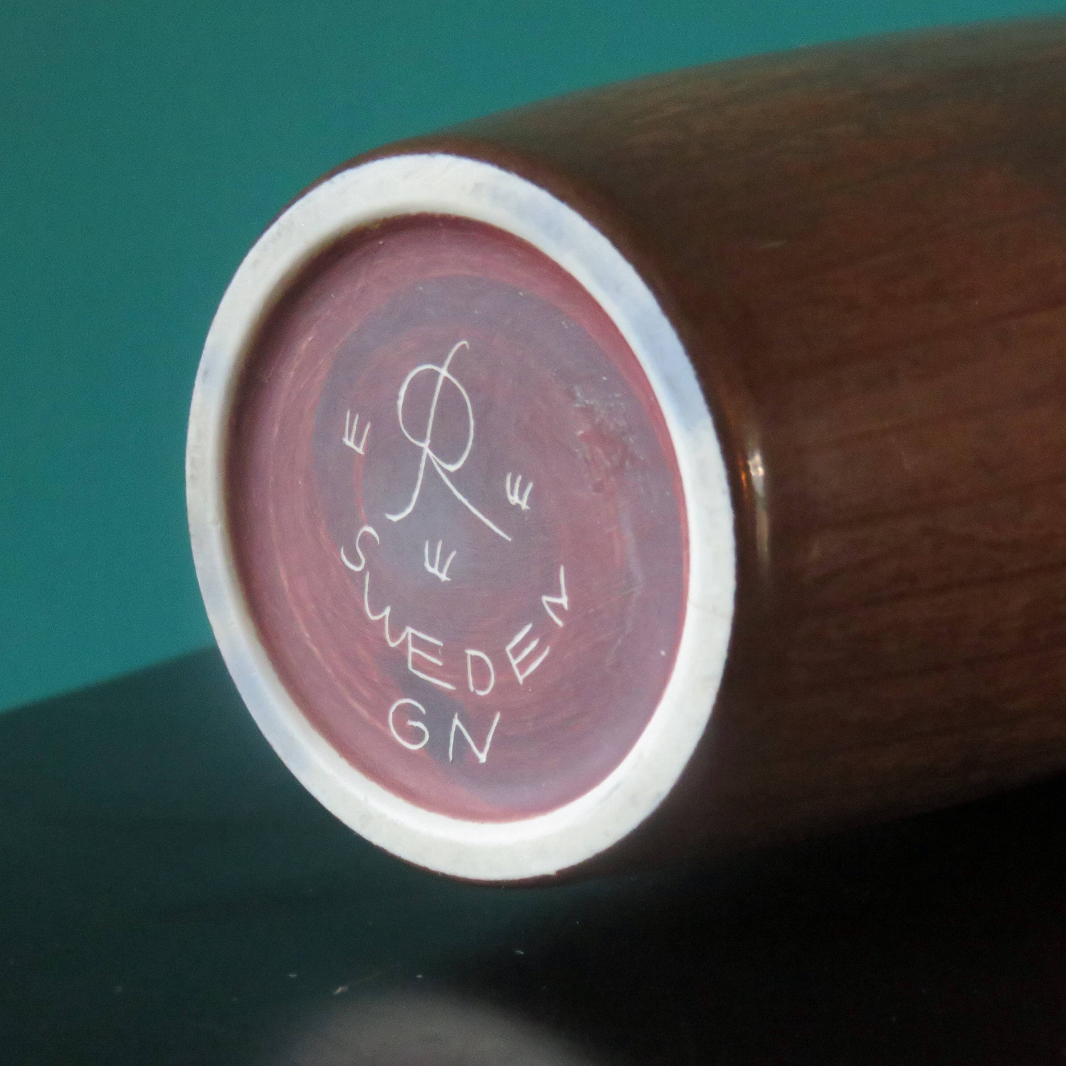 Stoneware vase in shades of brown, taupe and ochre by Gunnar Nylund for Rorstrand. Sweden 1960