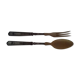 Pair of cutlery to salad horn and silver metal year 30.