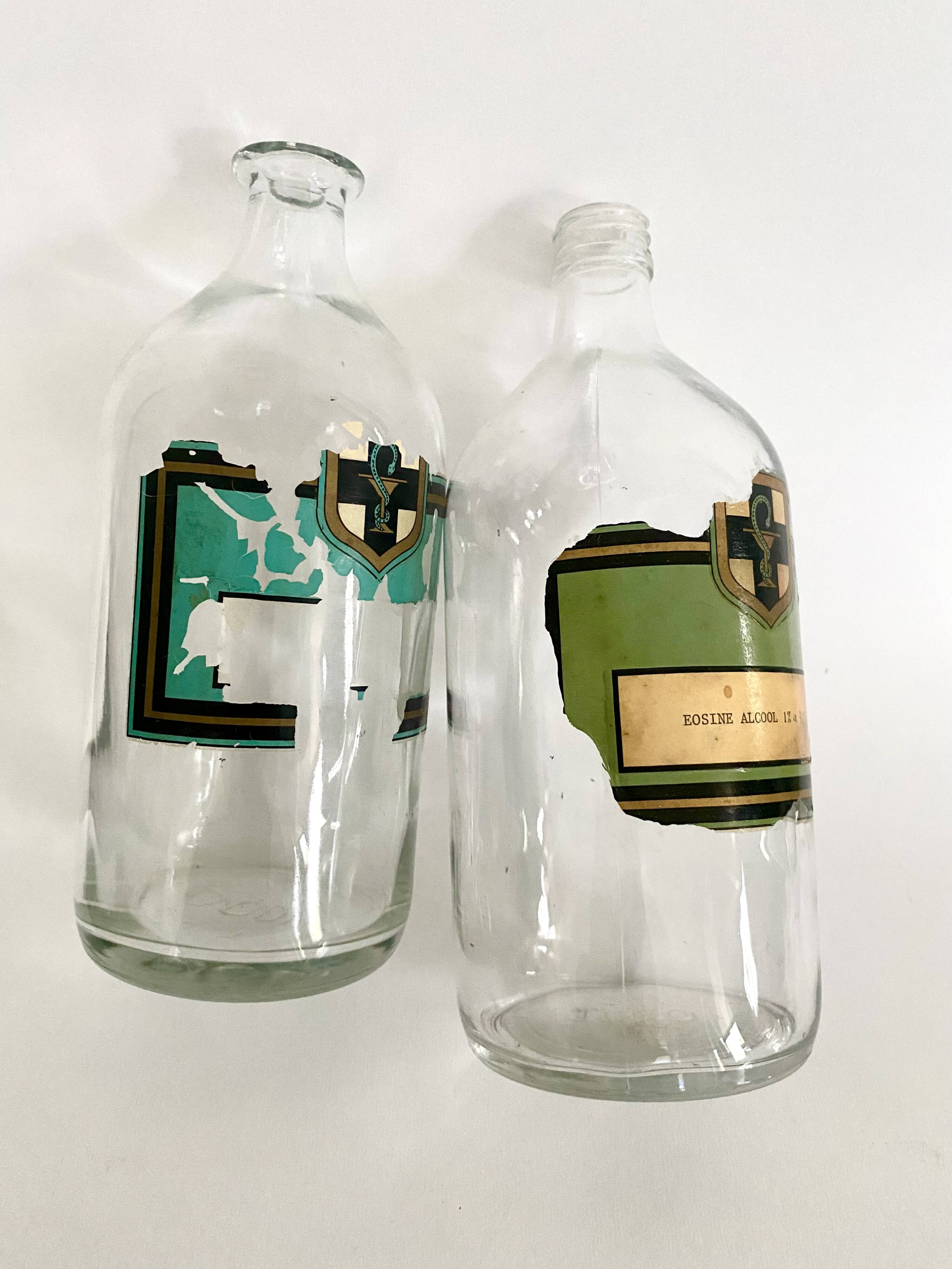 Pharmacy bottles 1900, glass and label