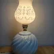 Blue ball lamp and white opaline.