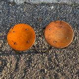 Two Vintage Industrial Stool Side Tables