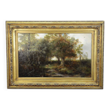 Ludwig Sellmayr - Stag with doe and fawn in the forest around 1880