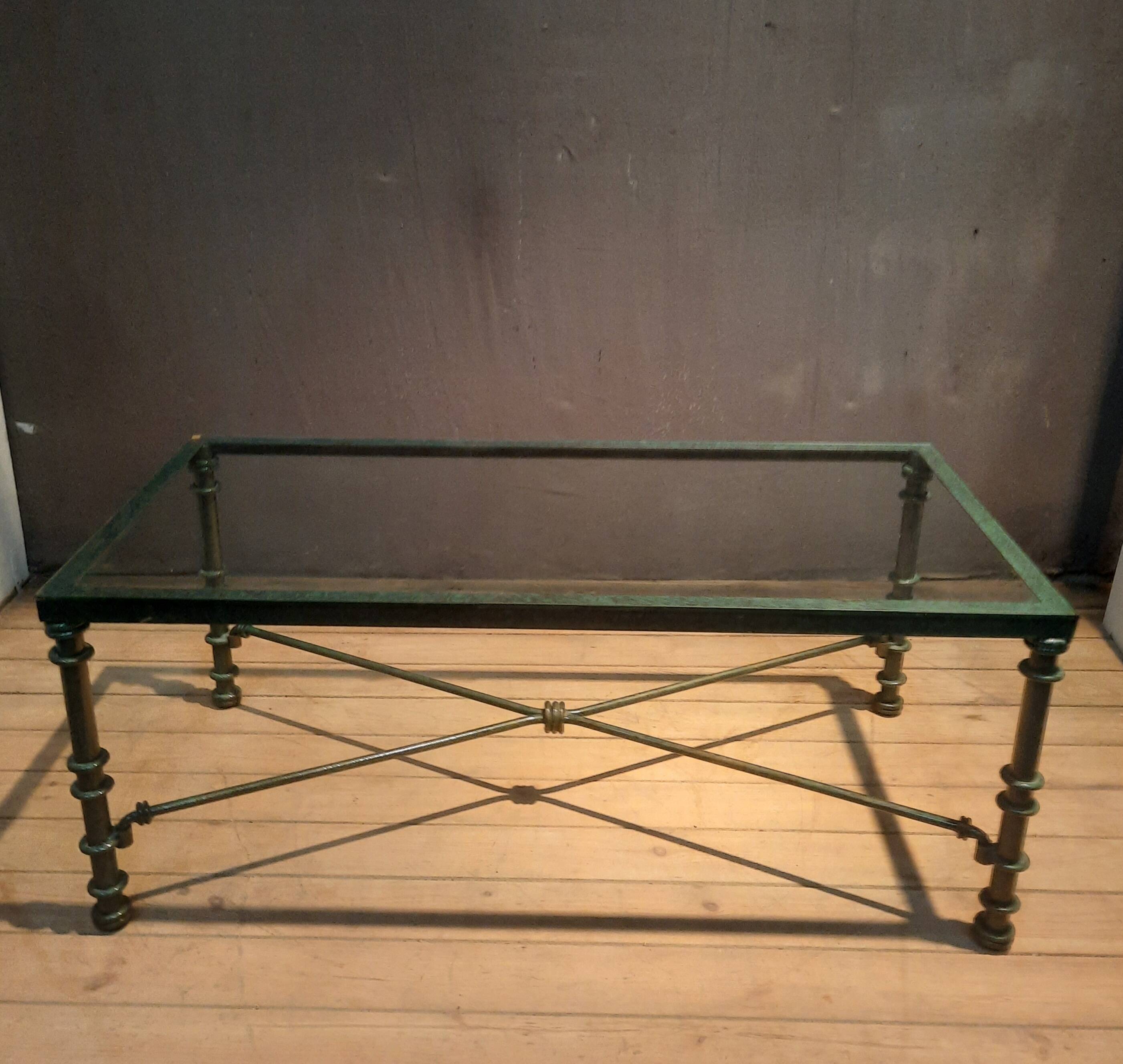 Table basse  rectangulaire  metal et verre