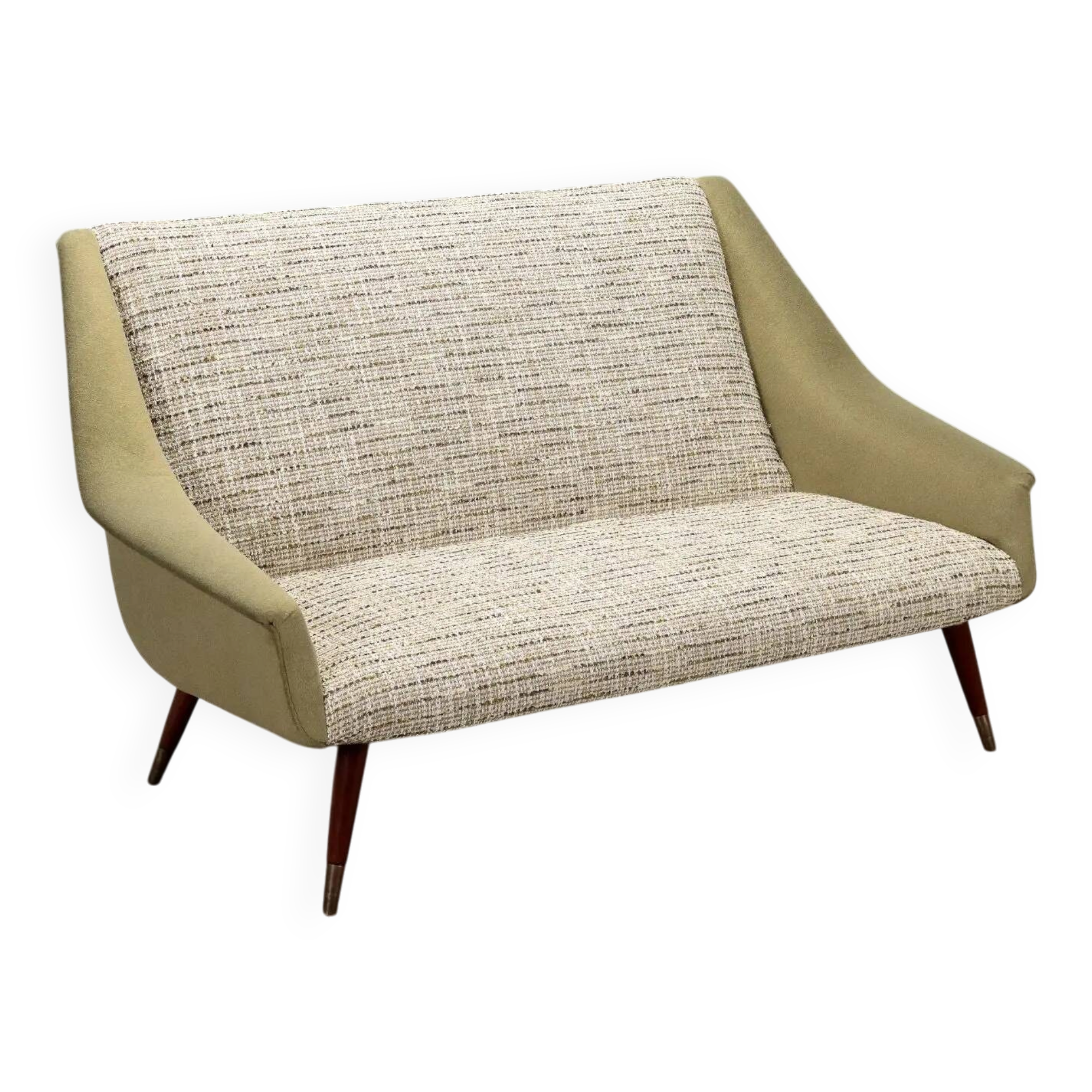 Small vintage sofa in fabric and foam, design, Italy, 1950s-1960s.