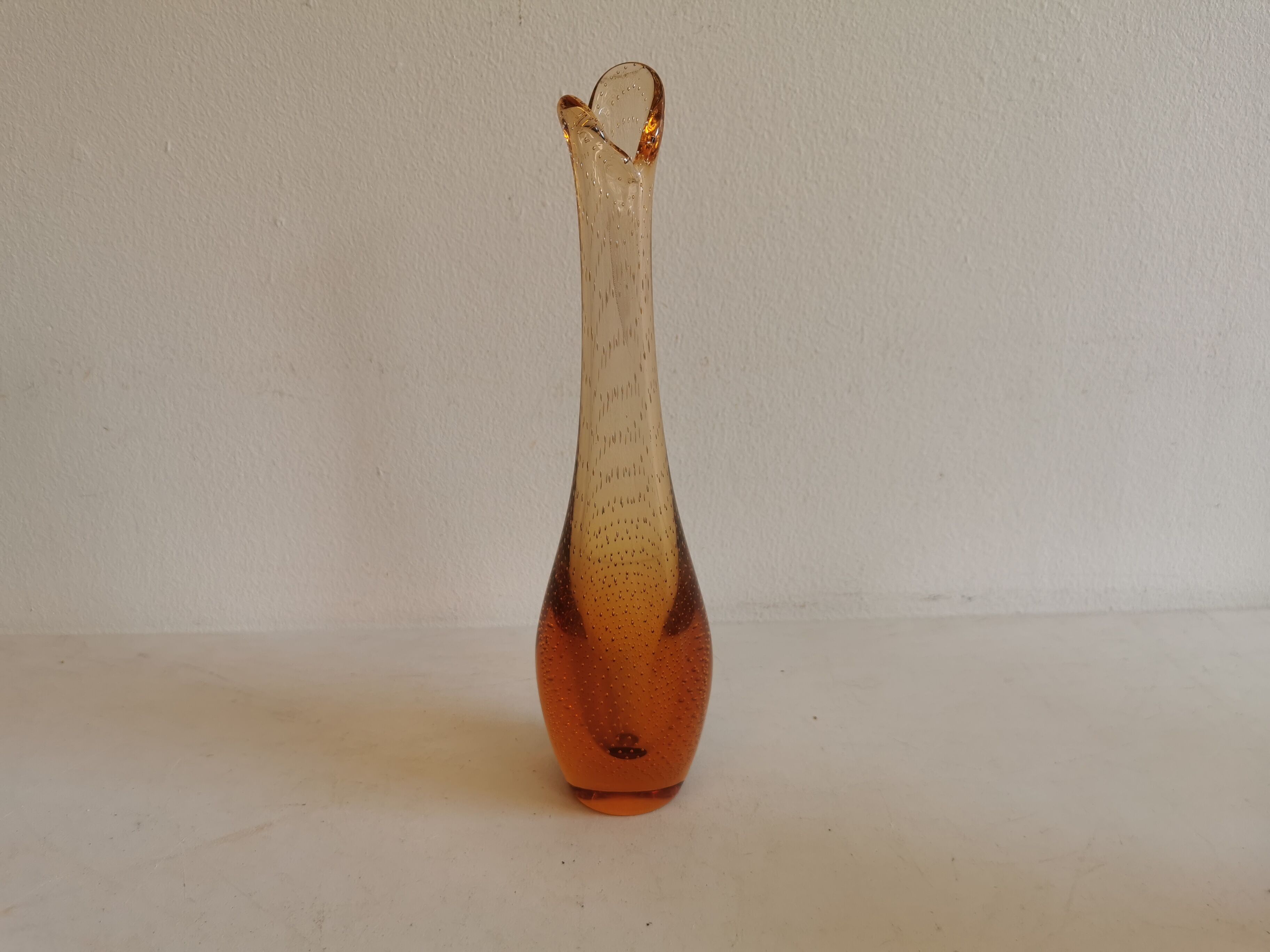 Golden orange orchid vase from Kastrup Glassworks 1950