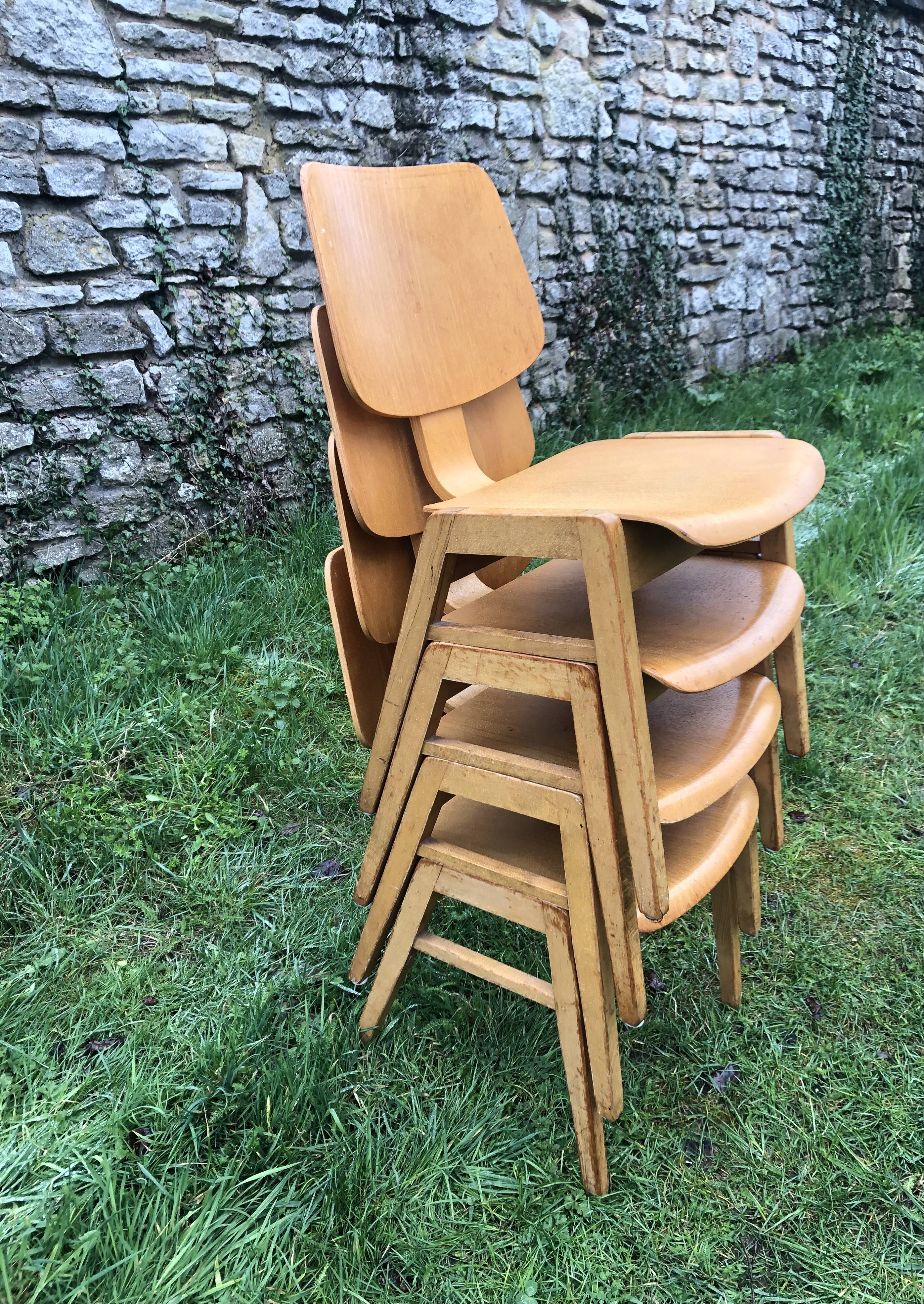 Dining chairs in vintage beech 60s