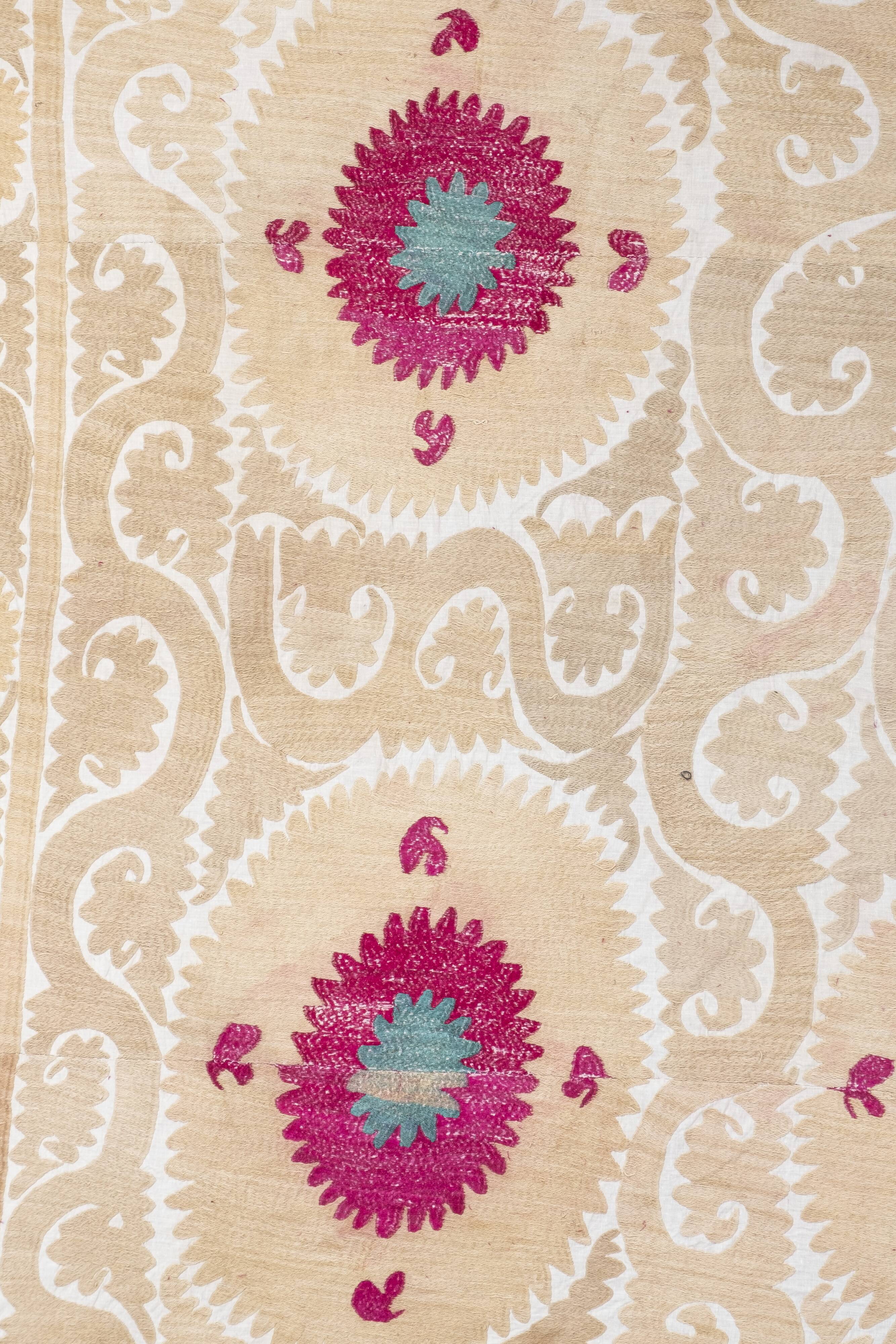 Hand Embroidered Suzani Bedspread 7'9" X 10'10"