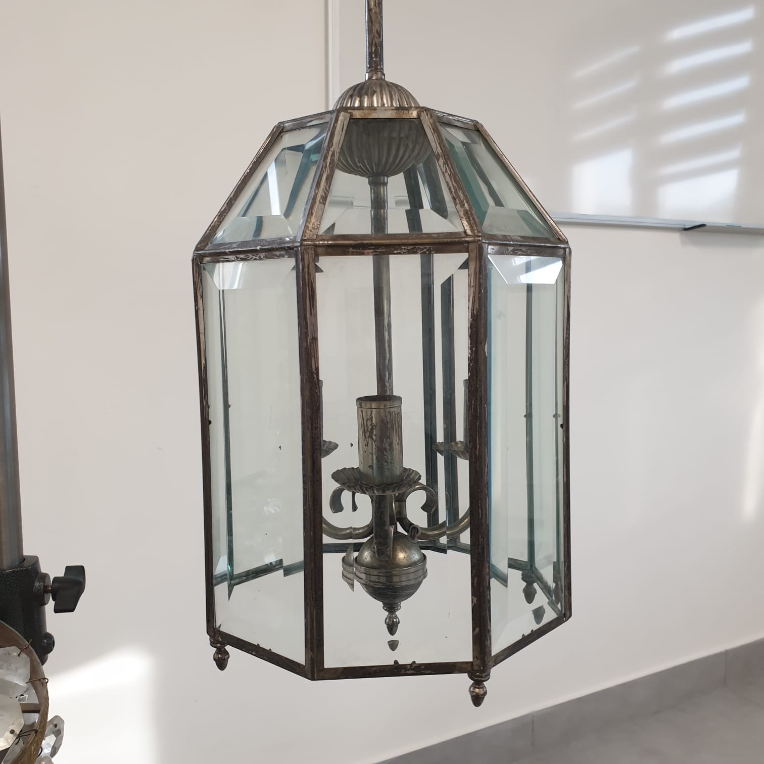 Lustre en étain et verre biseauté Veneto