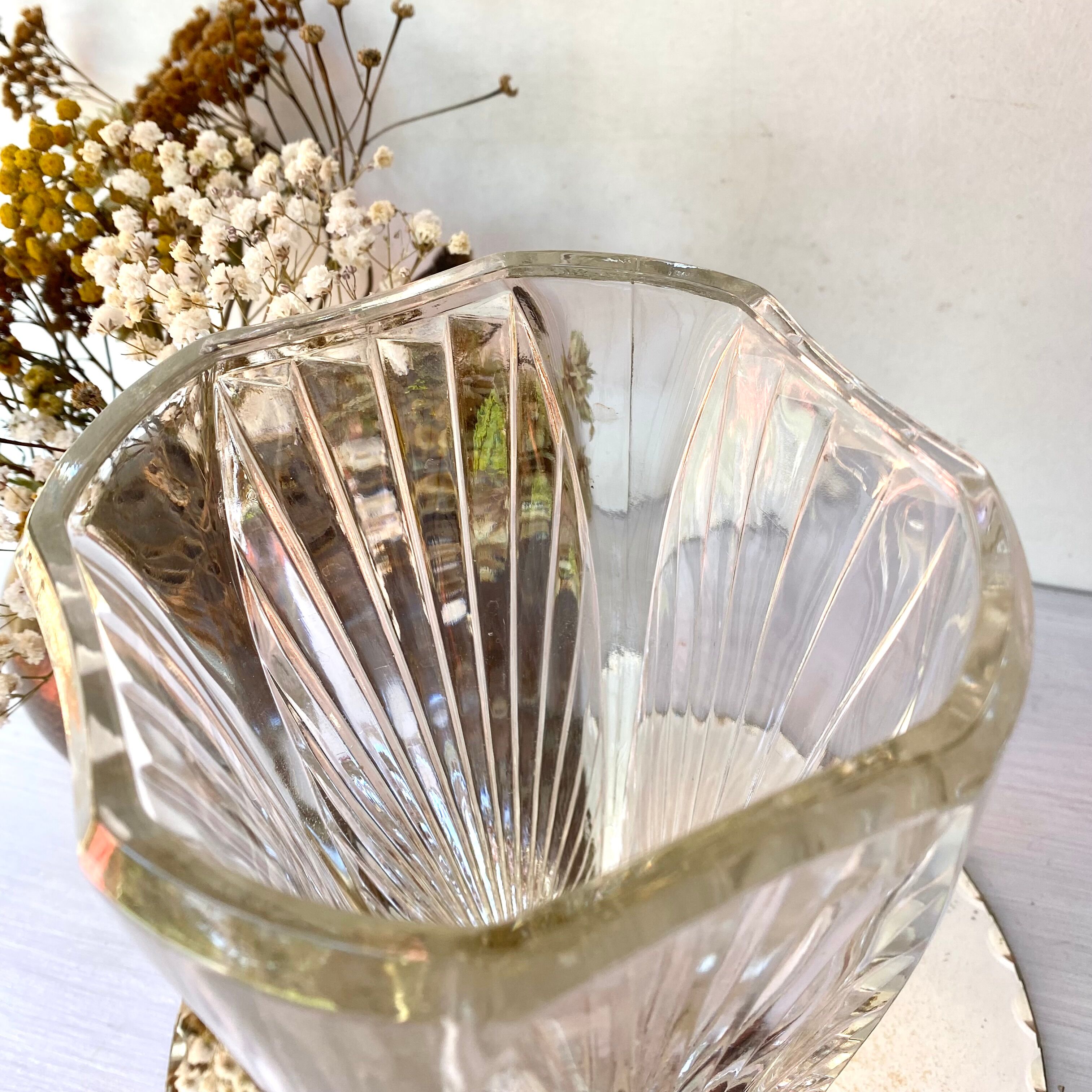 Vintage chiseled glass vase