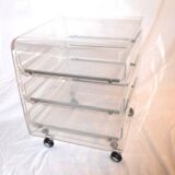 Plexiglass box with drawers on casters