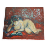 Old oil painting on canvas