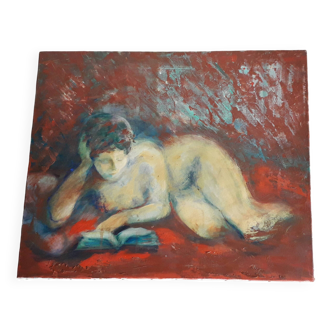 Old oil painting on canvas