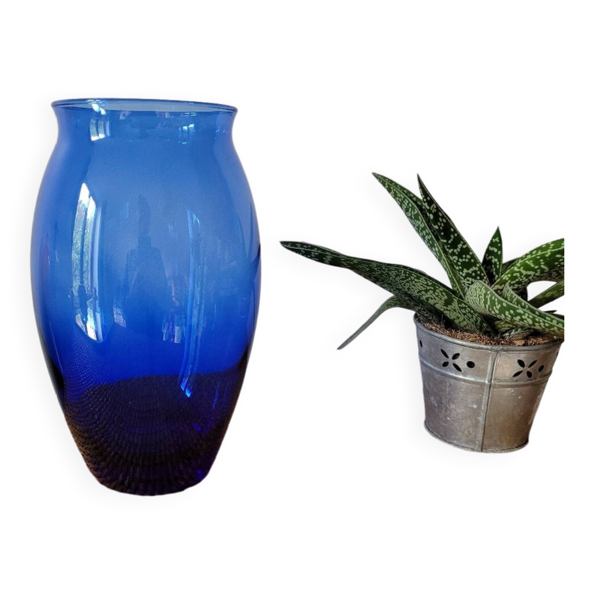 Large cobalt blue glass vase