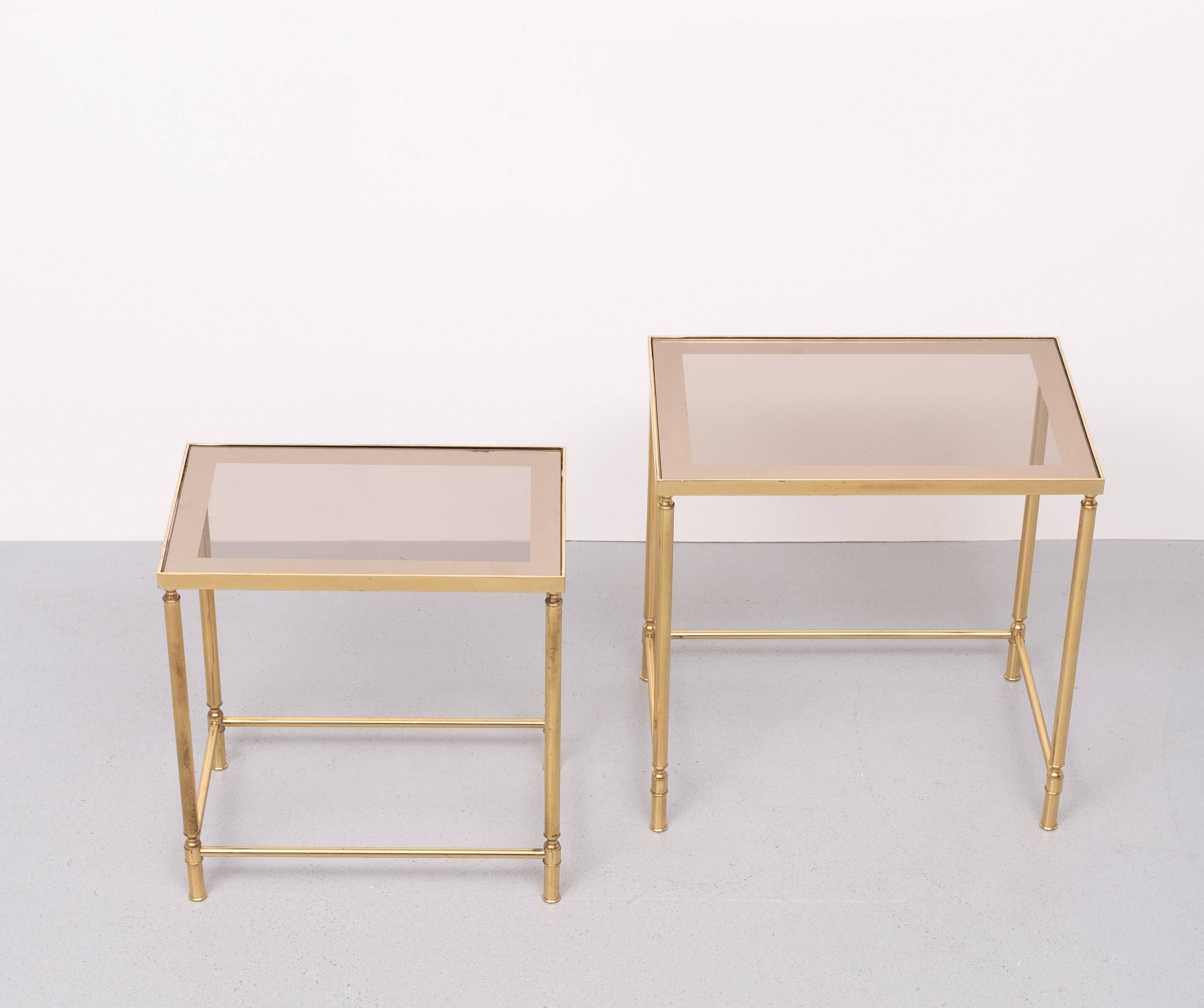 Brass side tables Hollywood Recency 1970s France