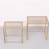 Tables d'appoint en laiton Hollywood Recency années 1970 France