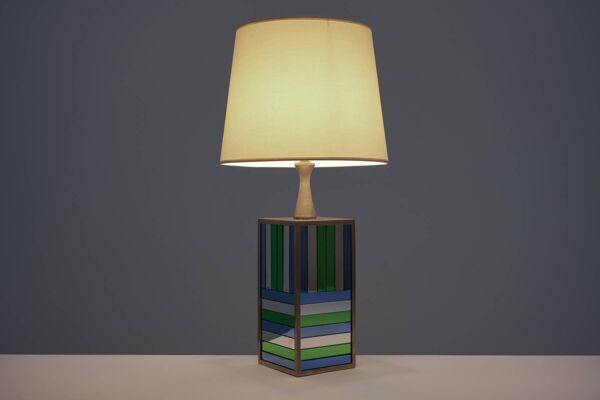 Philippe Barbier lampe rare lampe à miroirs circa 1970