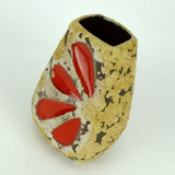 Mid century fat lava vase es-keramik wgp brown beige glaze red leaf pattern
