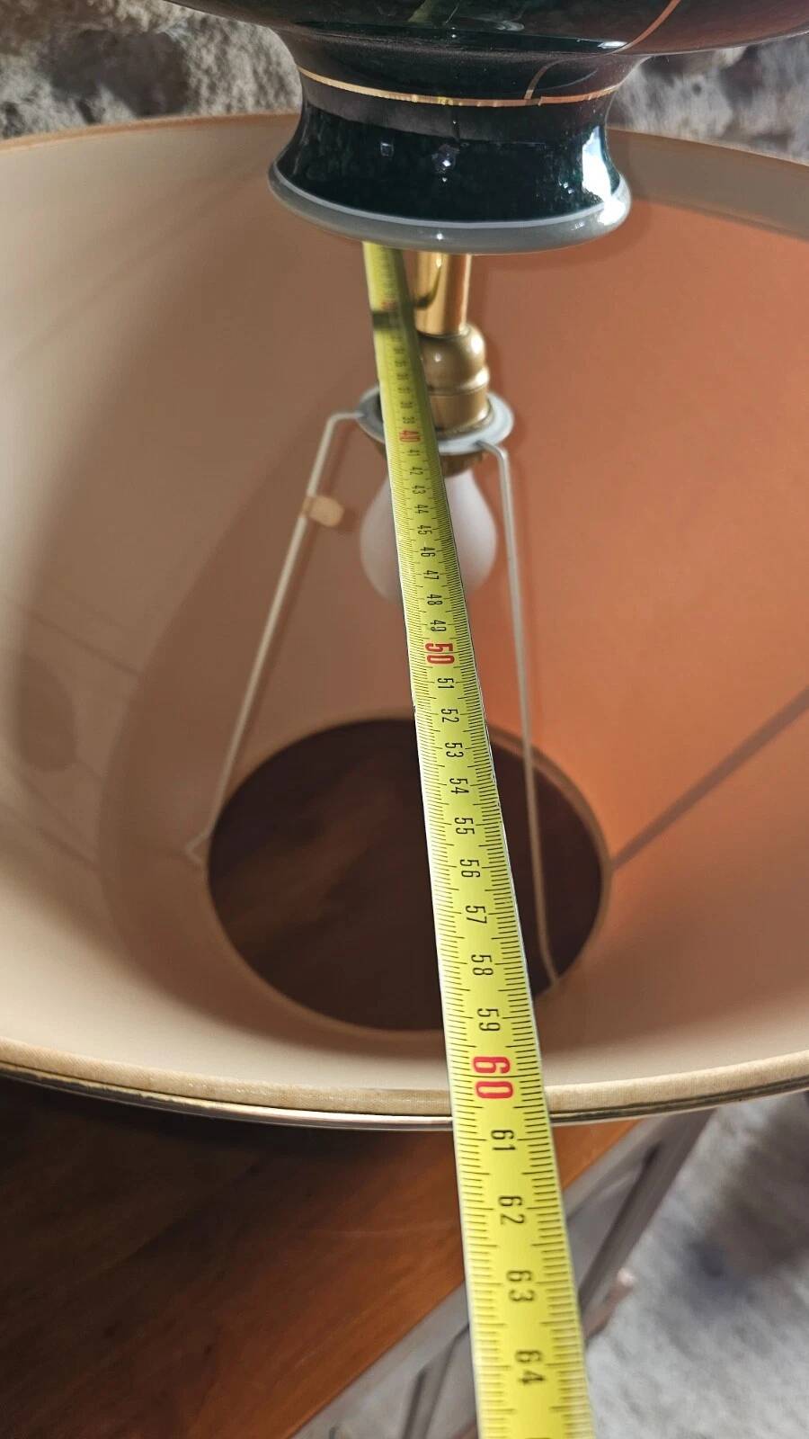 Grande lampe signée L. Drummer – céramique verte effet marbre