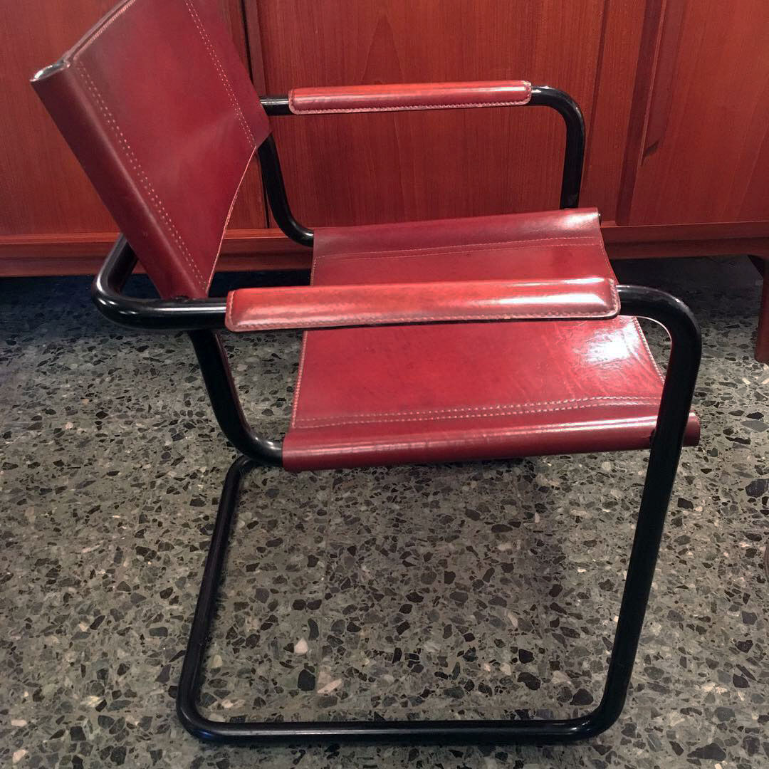 4 armchairs leather Matteo Grassi