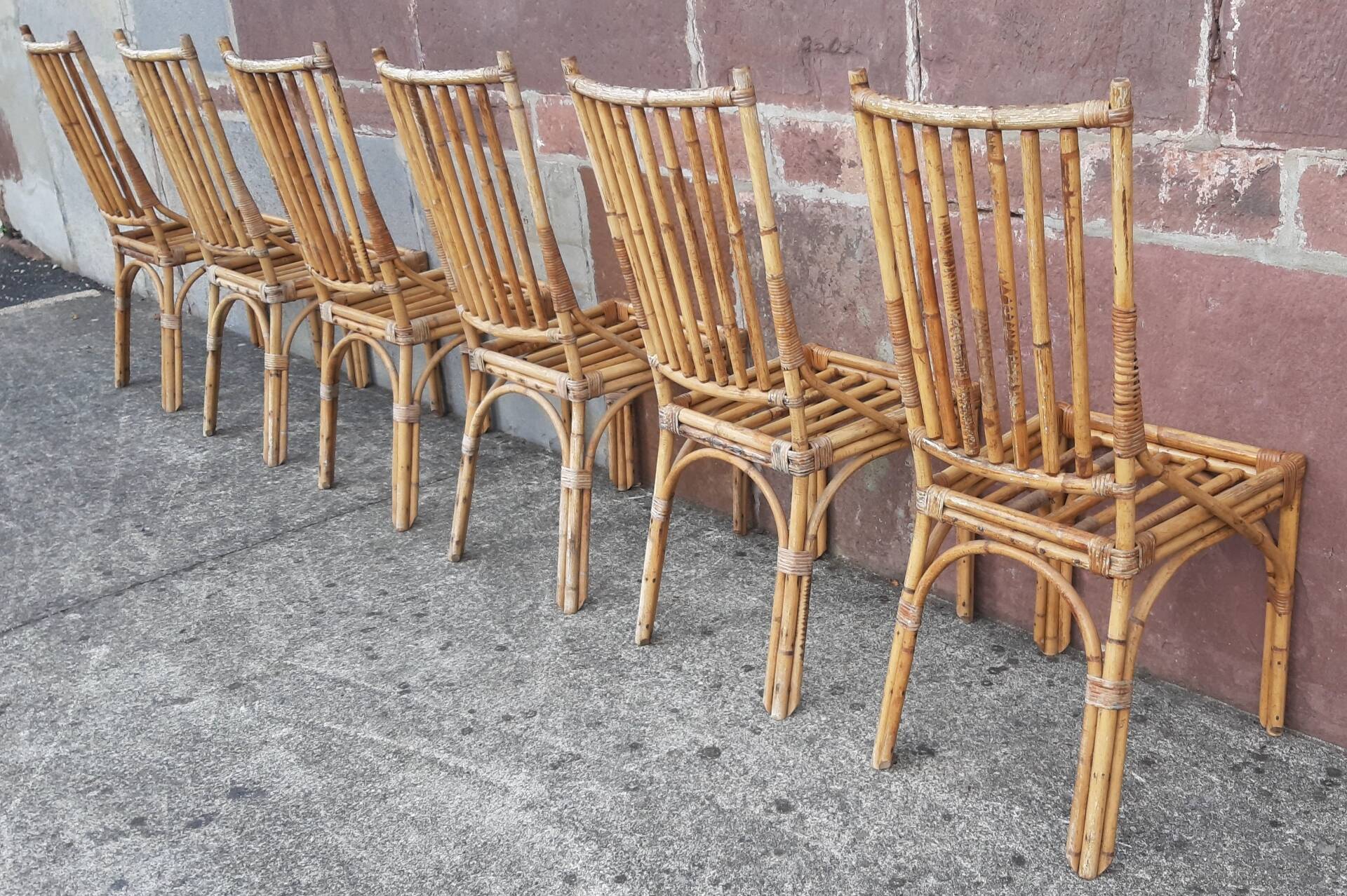 Chaises en bambou et rotin (lot de 6)