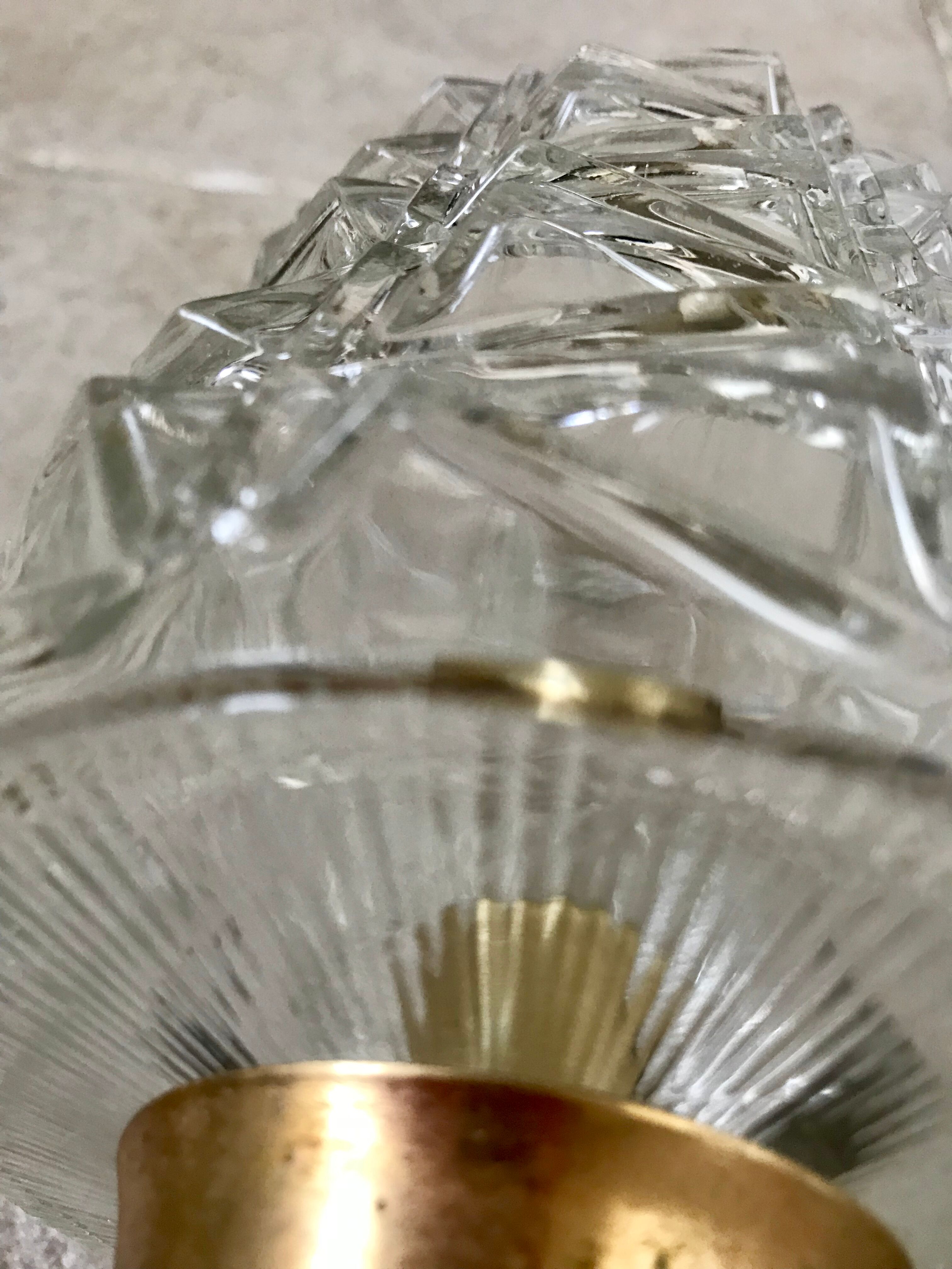 Glass-laiton chandelier circa 1950