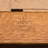 Large Danish Sofa in solid oak and fabric, model GE375 by Hans Wegner for Getama 1960.