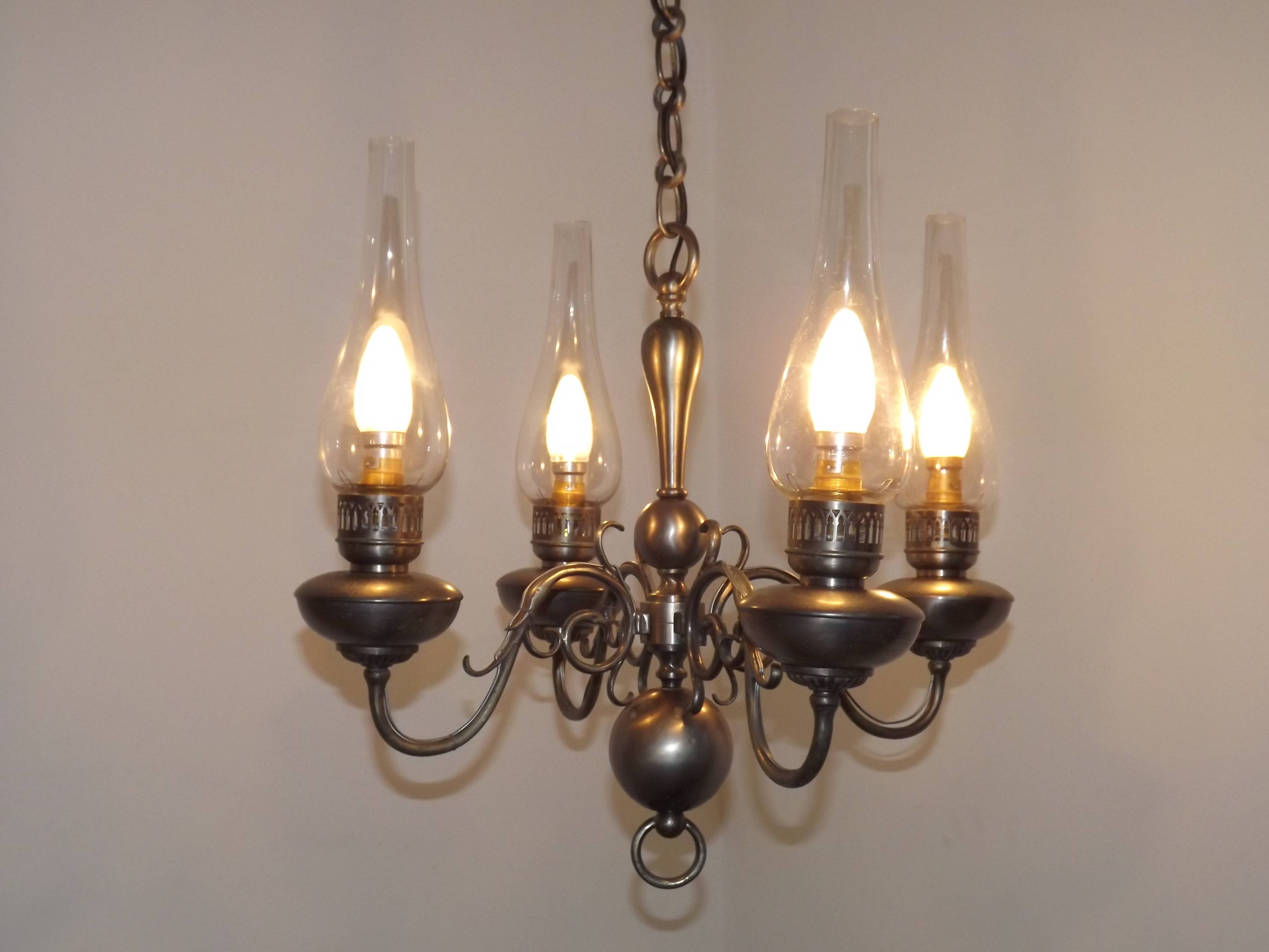 Flamish chandelier with 4 lights in hand-blown tin 5104