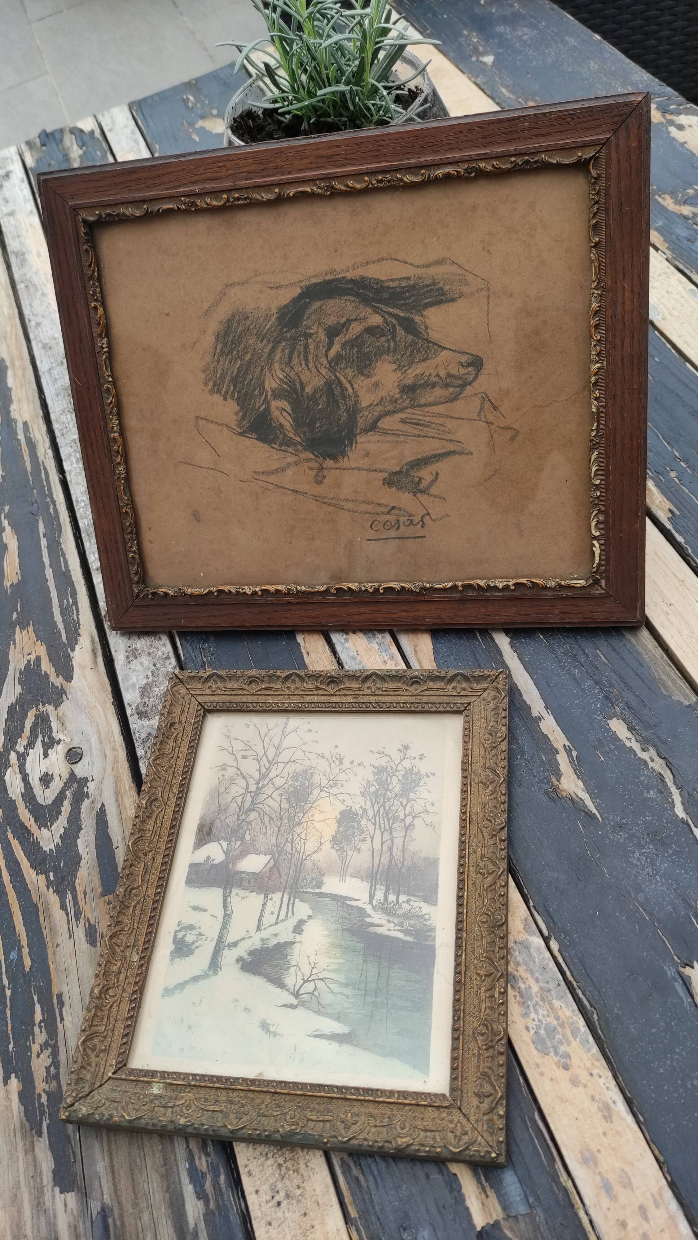 Old wooden frame of a watercolor