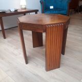 Octagonal side table in walnut veneer