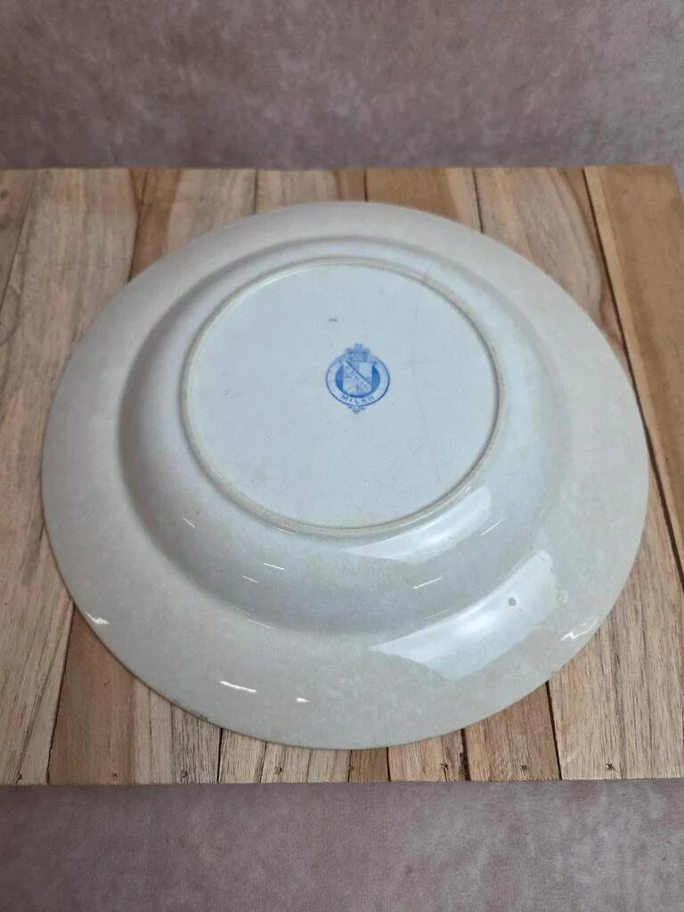 Large antique English deep plate B.p.w.&m. Milan – Ironstone