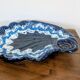 Large vintage shell-shaped blue glazed ceramic bowl