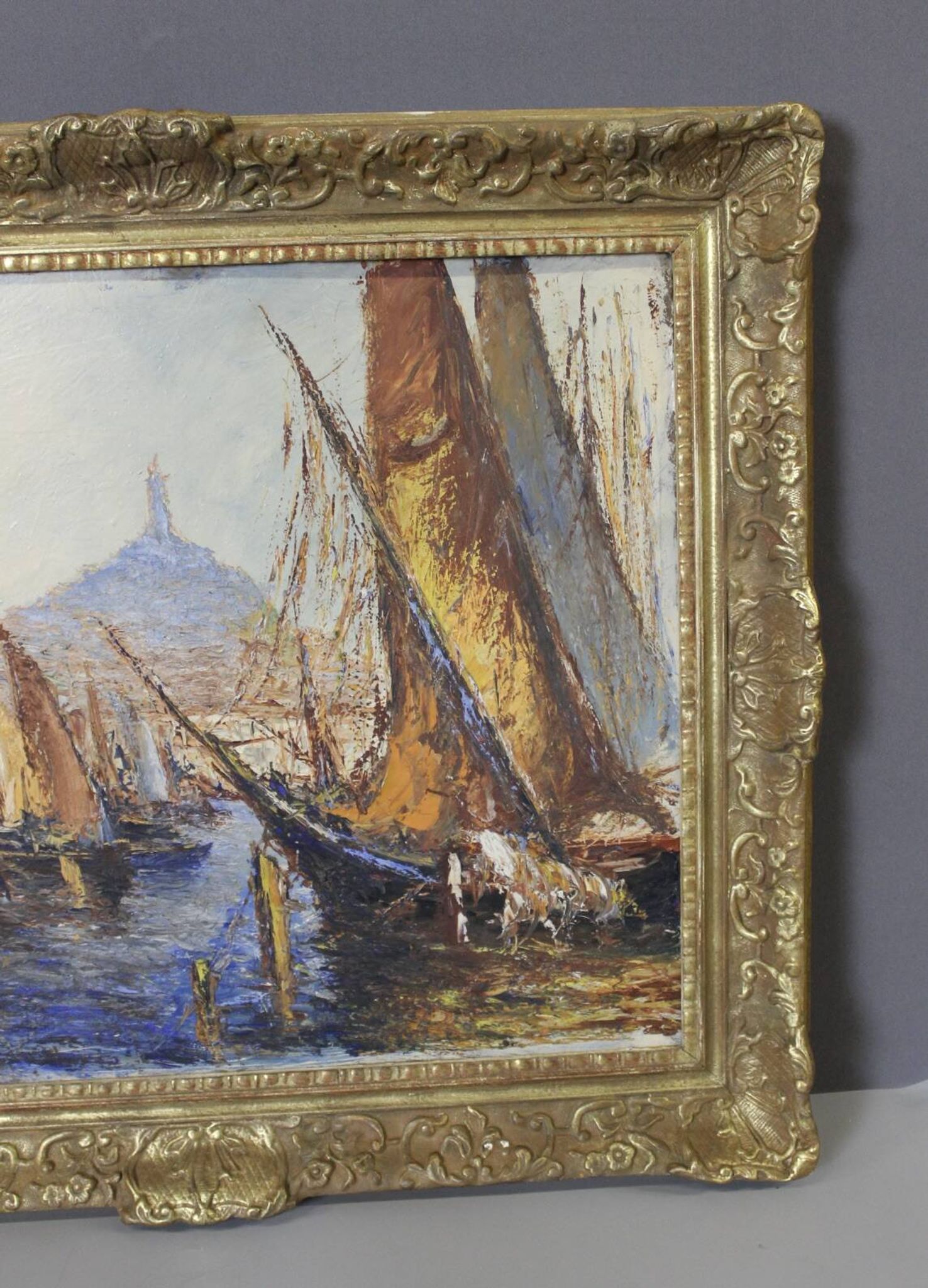 Huile sur panneau "le port de Marseille" vers 1950