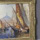 Oil on panel "The Port of Marseille" circa 1950