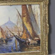 Huile sur panneau "le port de Marseille" vers 1950