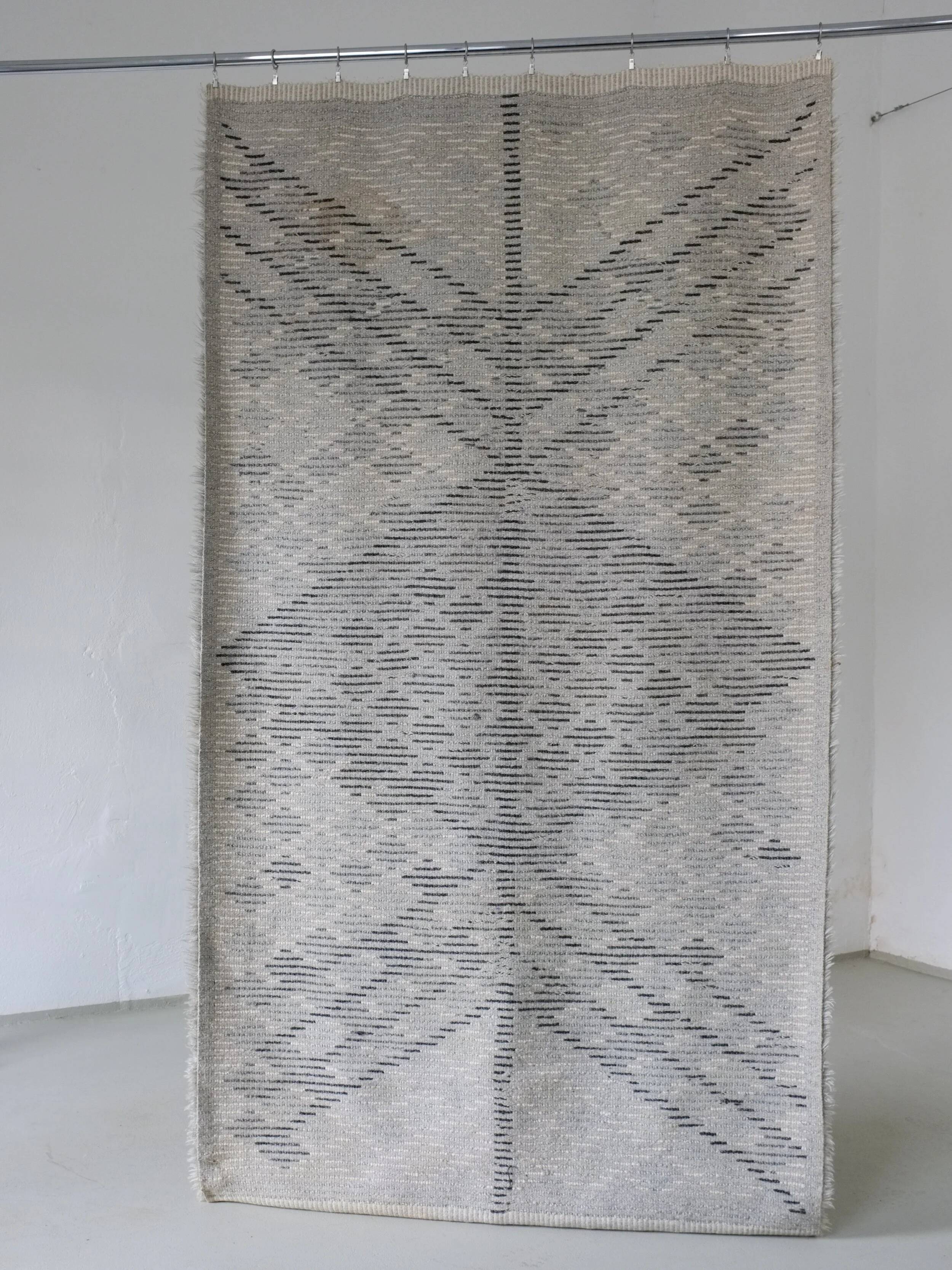 Mid-century gray wool rya rug | Sweden | 1960s