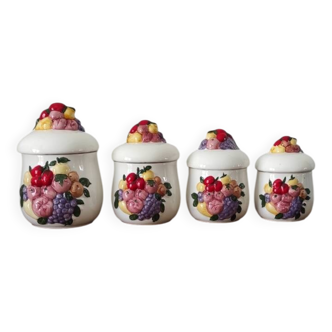 4 pots de cuisine en barbotine