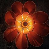 Flower wall light made of rattan and terracotta linen petals