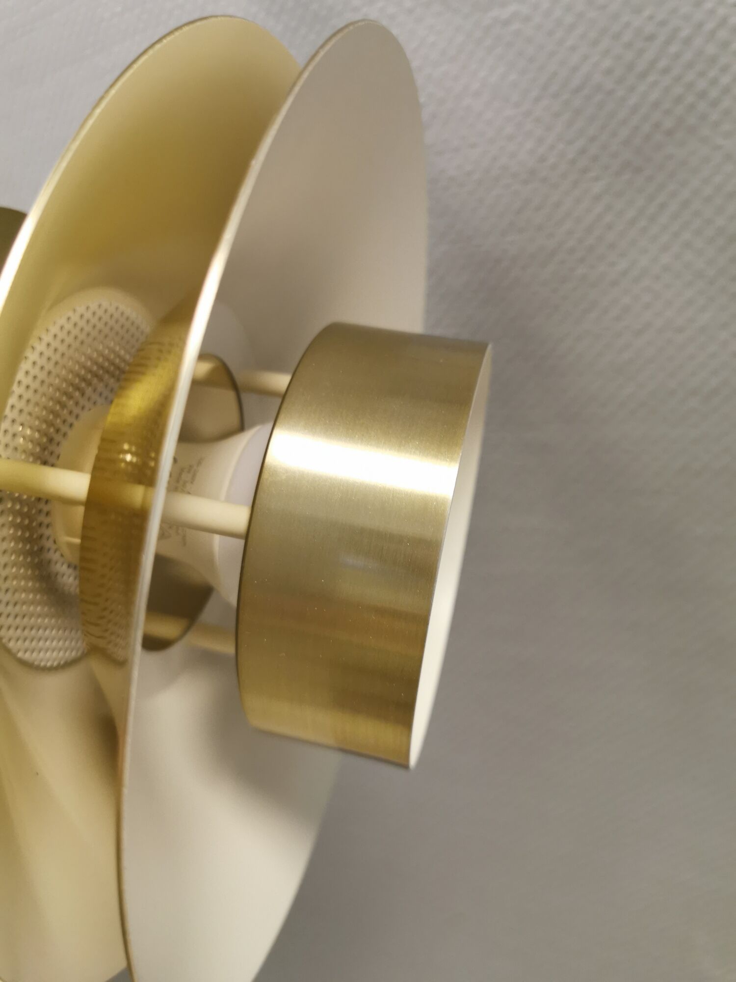 Small hanging lamp from Danish Top-lamps, in brass colored aluminum, produced in the 1980s