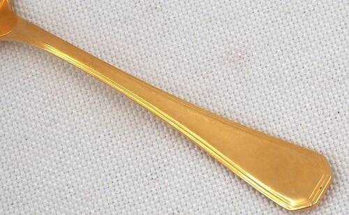 Christofle América gold-plated, 12 moka spoons, coffee, 10 cm, excellent condition.