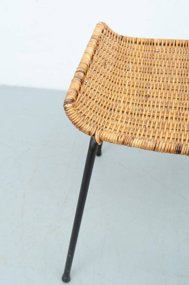 Gian Franco Legler attributed rattan stool, 1950s
