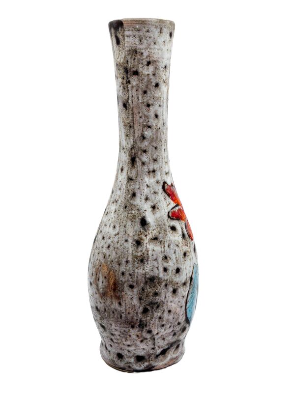 Vase vintage Vallauris attribué à l'atelier La Roue – décor floral A707