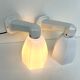 THE PAIR 2 WALL LAMPS OLD BATHROOM 1930 1940 OPALINE AND PORCELAIN LEGRAND