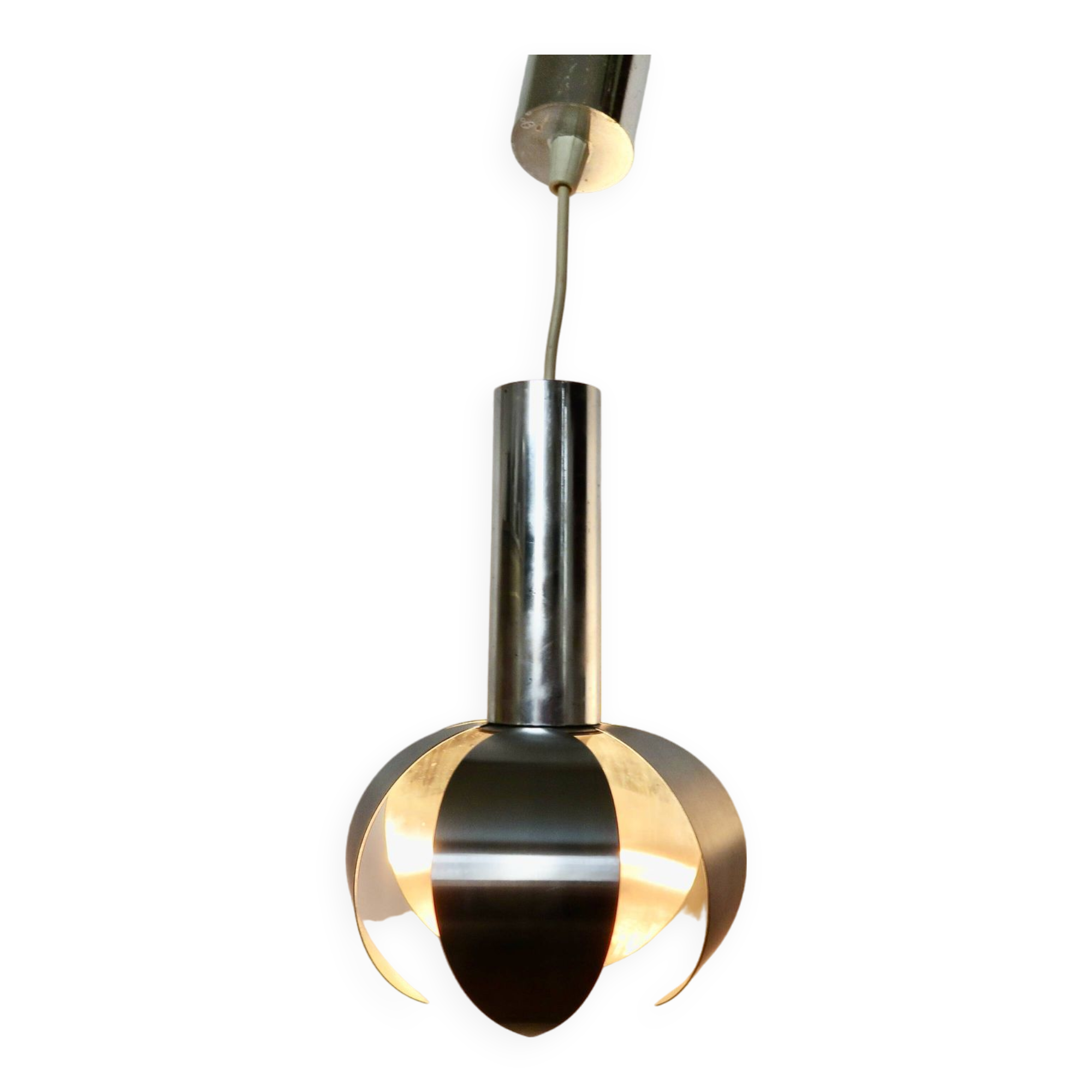 Suspension space age en métal chromé 1970