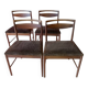 4 chaises Mcintosh teck et tissus velours vintage 1960