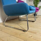 Pair of mid-century wool armchairs with metal legs – 1970s