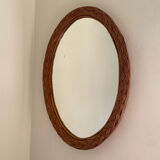 Miroir ovale en rotin tressé