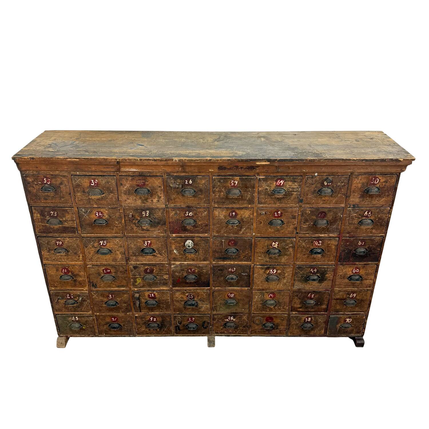 Large Antique Bank of Drawers – 48 Drawer Industrial Cabinet